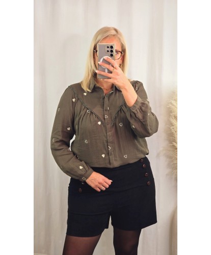 Chemise Vert Olive Coeur...