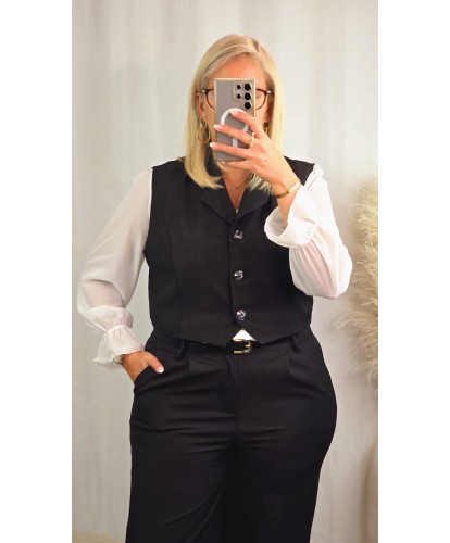 Ensemble Tailleur Gilet Noir - Elsa