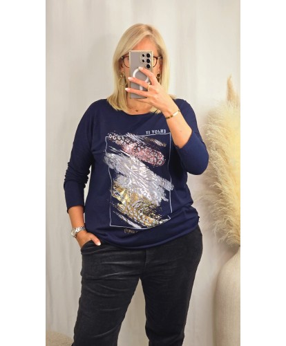 Haut Longue Manche Safari Bleu - Hanna