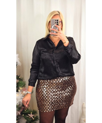 Chemise Noir Métallisé -...