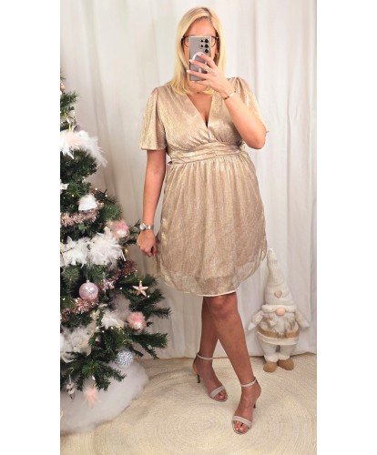 Robe Voile Champagne Strass - Rosalia