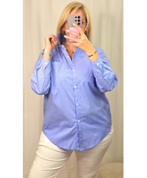 Chemise Longue Bleu Ligné - Lucie