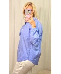 Chemise Longue Bleu Ligné - Lucie