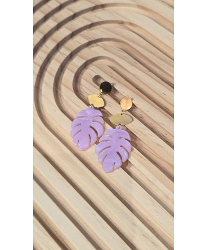 Boucles d'Oreilles Palme Lilas