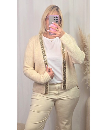 Gilet Crème Sequin - Amelia
