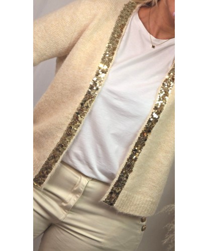 Gilet Crème Sequin - Amelia