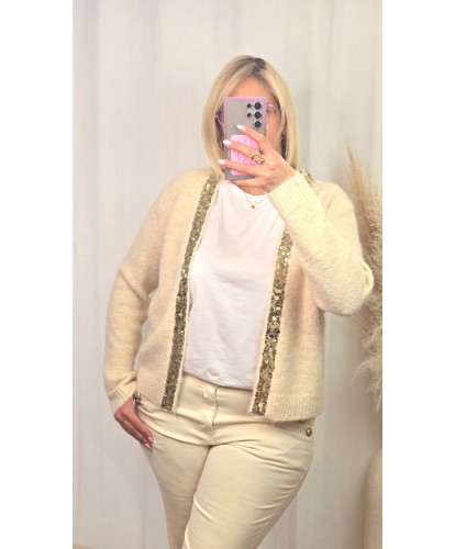 Gilet Crème Sequin - Amelia