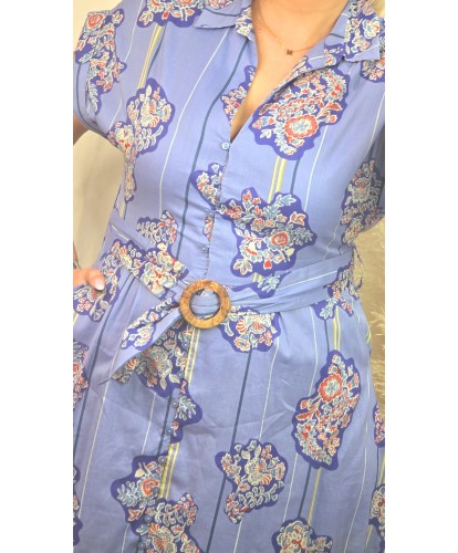 Robe Imprimé Bleu - Sidra