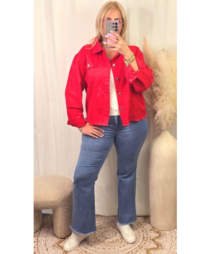 Veste Jeans Destroy Rouge -...