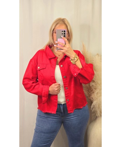 Veste Jeans Destroy Rouge - Mia