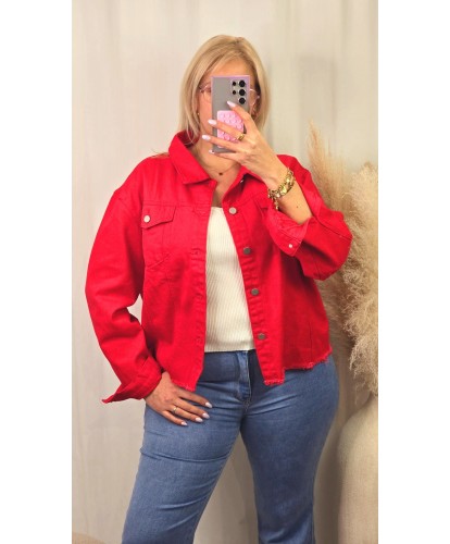 Veste Jeans Destroy Rouge - Mia