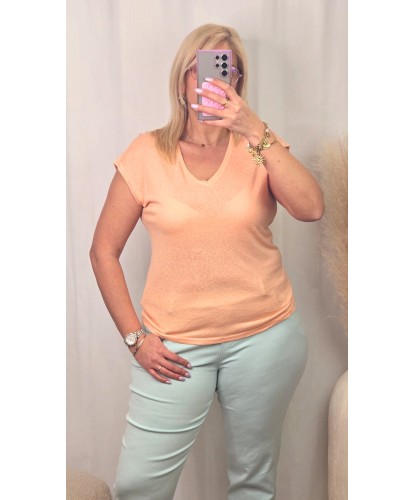 T-Shirt Corail Col V Lurex...