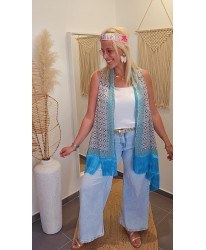Gilet Hippie à Franges Bleu - Roxane