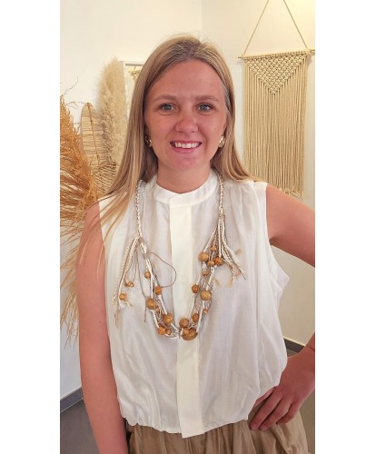 Collier Beige Fait Main...