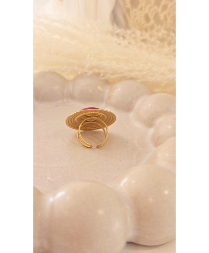 Bague Ajustable Bohème Fuchsia Pierre Précieuse