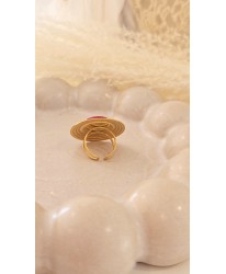 Bague Ajustable Bohème Fuchsia Pierre Précieuse