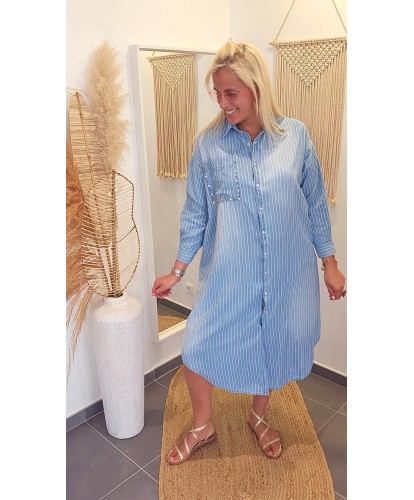 Robe Style Denim à Rayures...