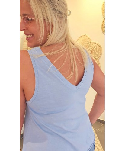 Top Asymétrique Col V Bleu Ciel - Jessica