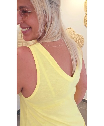 Top Asymétrique Col V Jaune - Jessica