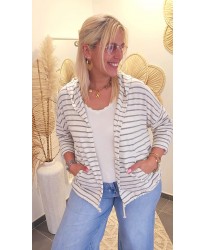 Gilet Capuche Marin Gris - Melinda