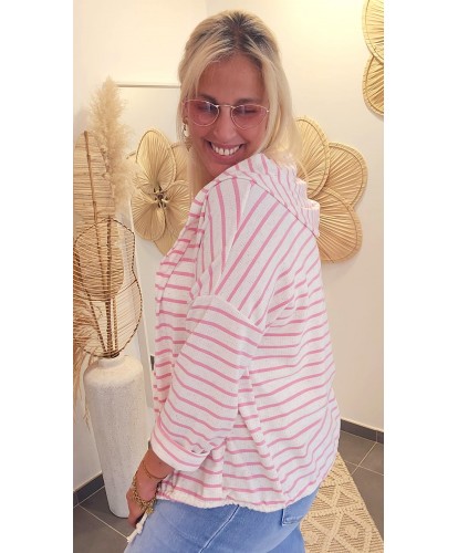 Gilet Capuche Marin Rose - Melinda