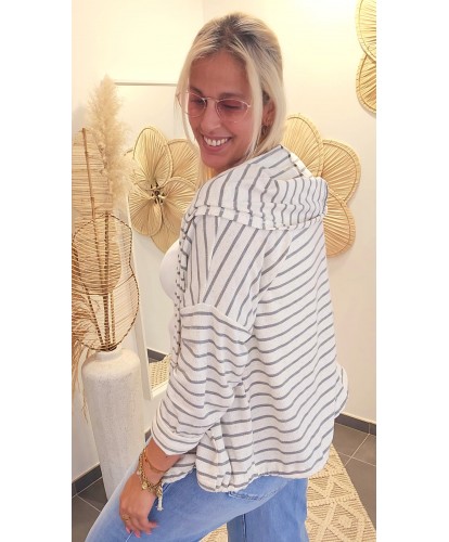 Gilet Capuche Marin Gris - Melinda