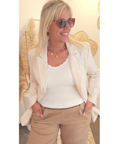 Blazer Casual Chic Beige -...