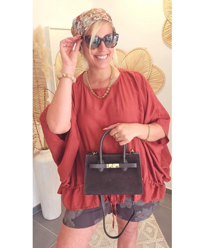 Sac Bi Matière Cuir Chocolat