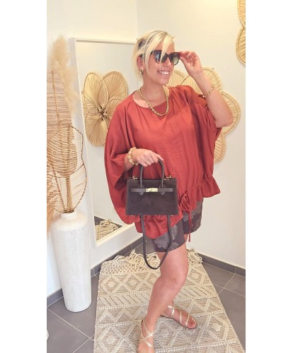 Sac Bi Matière Cuir Chocolat