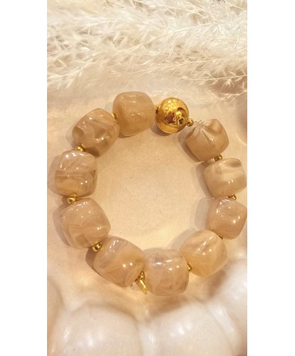 Bracelet Elastiqué Nacré Taupe