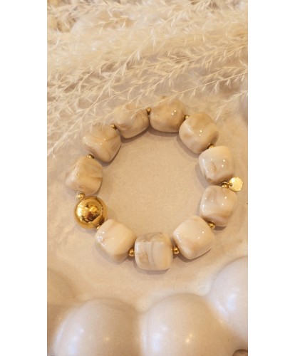 Bracelet Elastiqué Nacré Beige