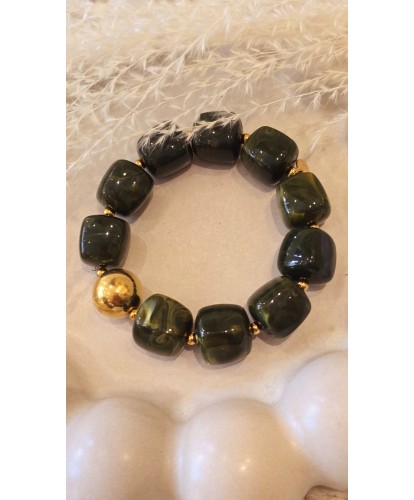 Bracelet Elastiqué Nacré Vert