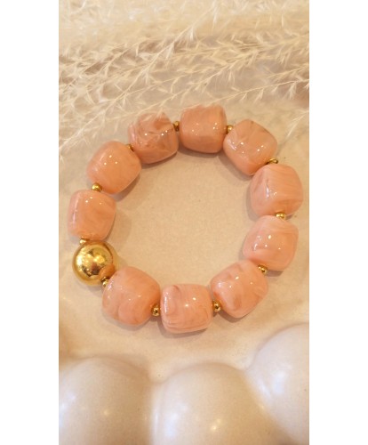 Bracelet Elastiqué Nacré Rose