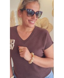 Bracelet Elastiqué Nacré Taupe