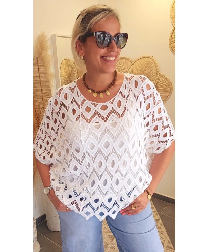 Haut Crochet Blanc - Fleur