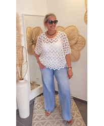 Haut Crochet Blanc - Fleur