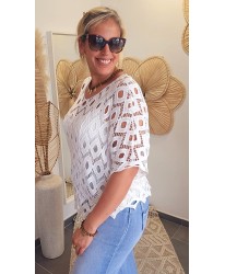 Haut Crochet Blanc - Fleur