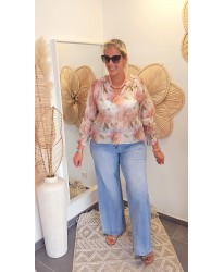 Blouse Mousseline Fleurie Rose - Ilana