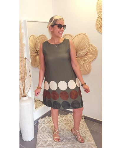Robe Géométrique Kaki - Lina
