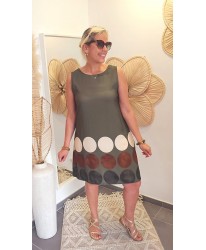 Robe Géométrique Kaki - Lina