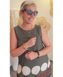 Robe Géométrique Kaki - Lina