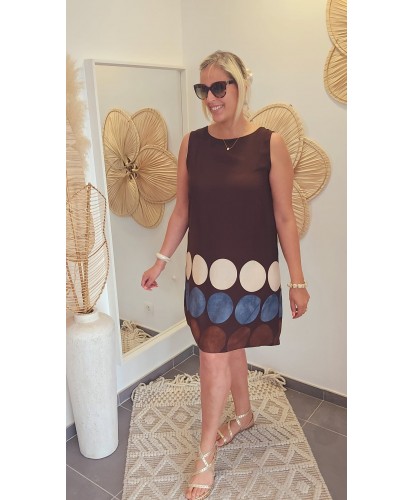Robe Géométrique Chocolat - Lina