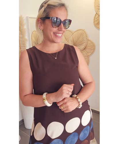 Robe Géométrique Chocolat - Lina