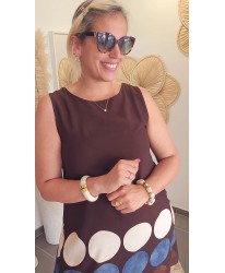 Robe Géométrique Chocolat - Lina