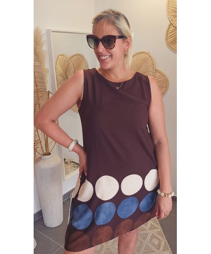 Robe Géométrique Chocolat -...