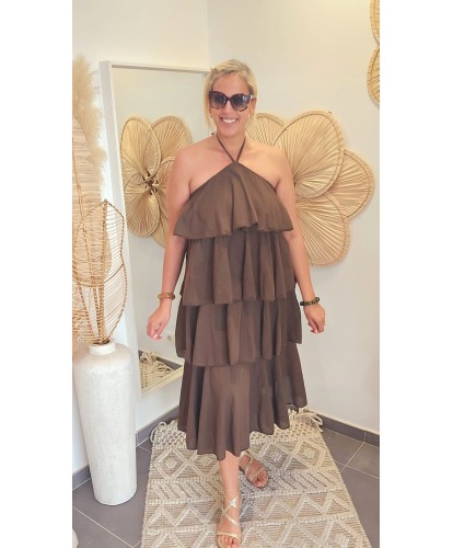 Robe à Volants Chocolat -...