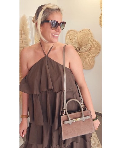 Sac Bi Matière Cuir Taupe