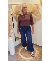 Jeans Large Brut/Boutons Dorés - Alice