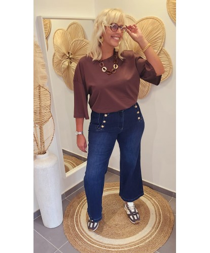 Jeans Large Brut/Boutons Dorés - Alice