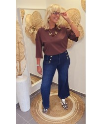 Jeans Large Brut/Boutons Dorés - Alice